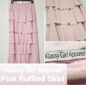 KLASSY GIRL APPAREL Pink Ruffled Skirt